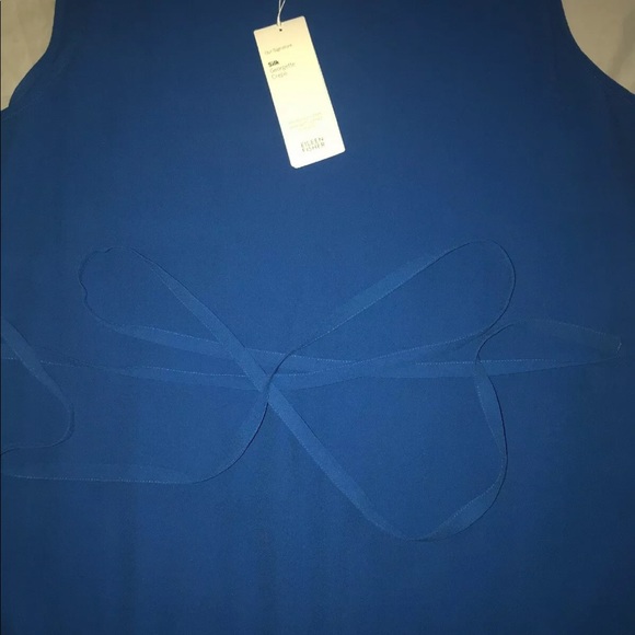 EILEEN FISHER Dress Sz M Silk Georgette Crepe Blue - Picture 7 of 8